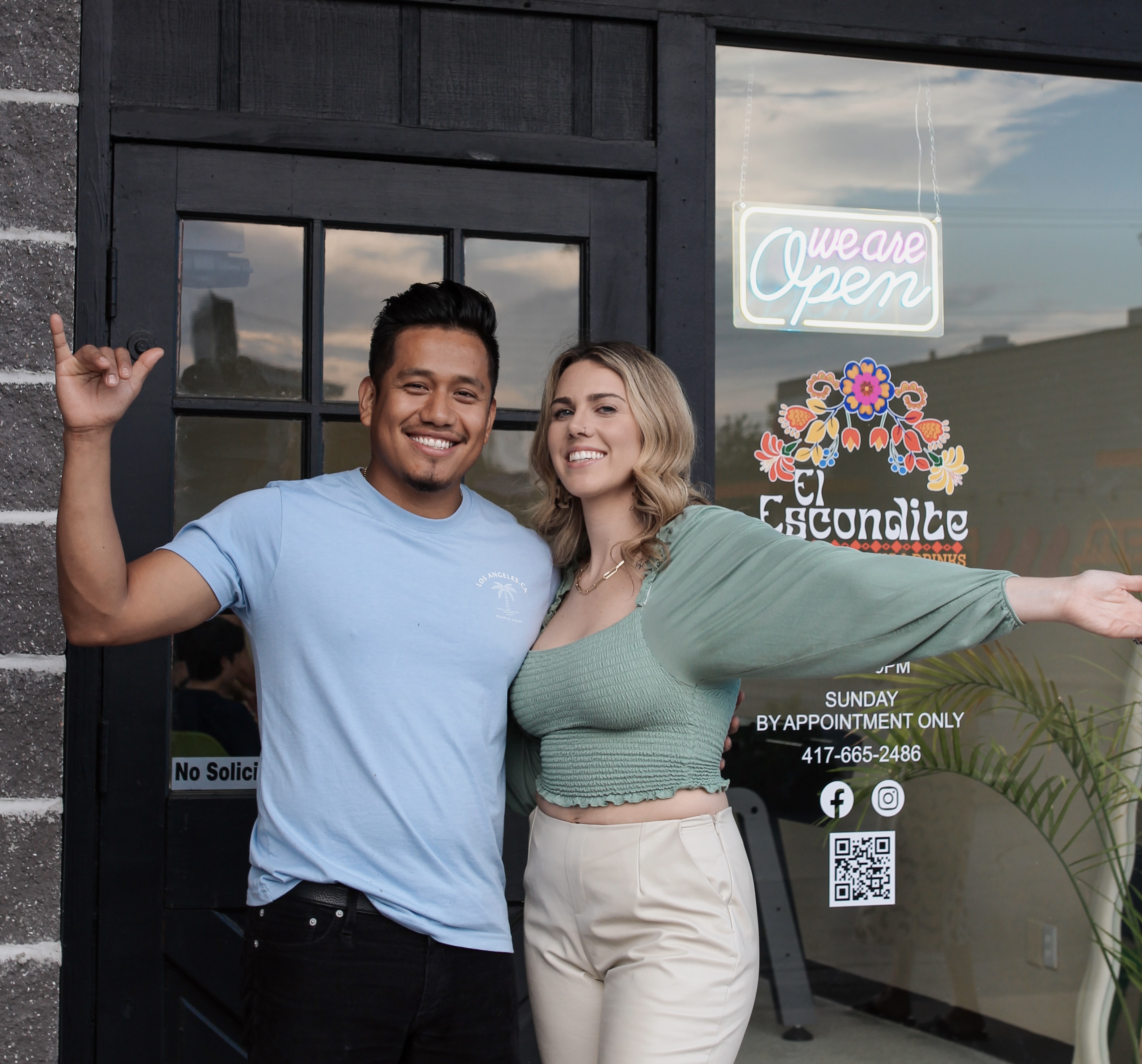 Store Front of El Escondite with Owners Cristhian and Shanie - Now Open!