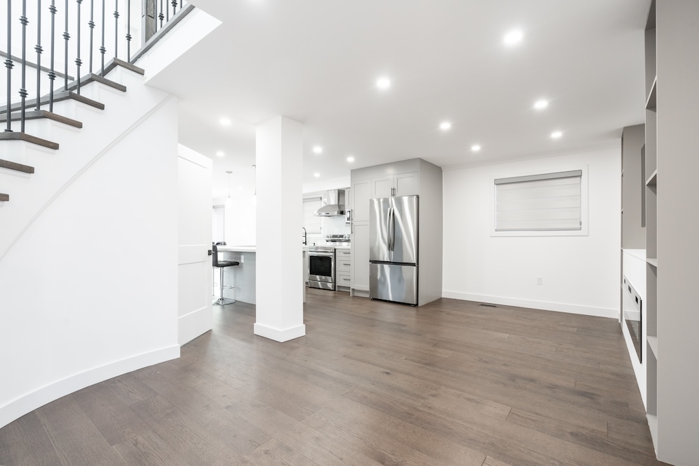 Renovated interior space with updated design and modern finishes