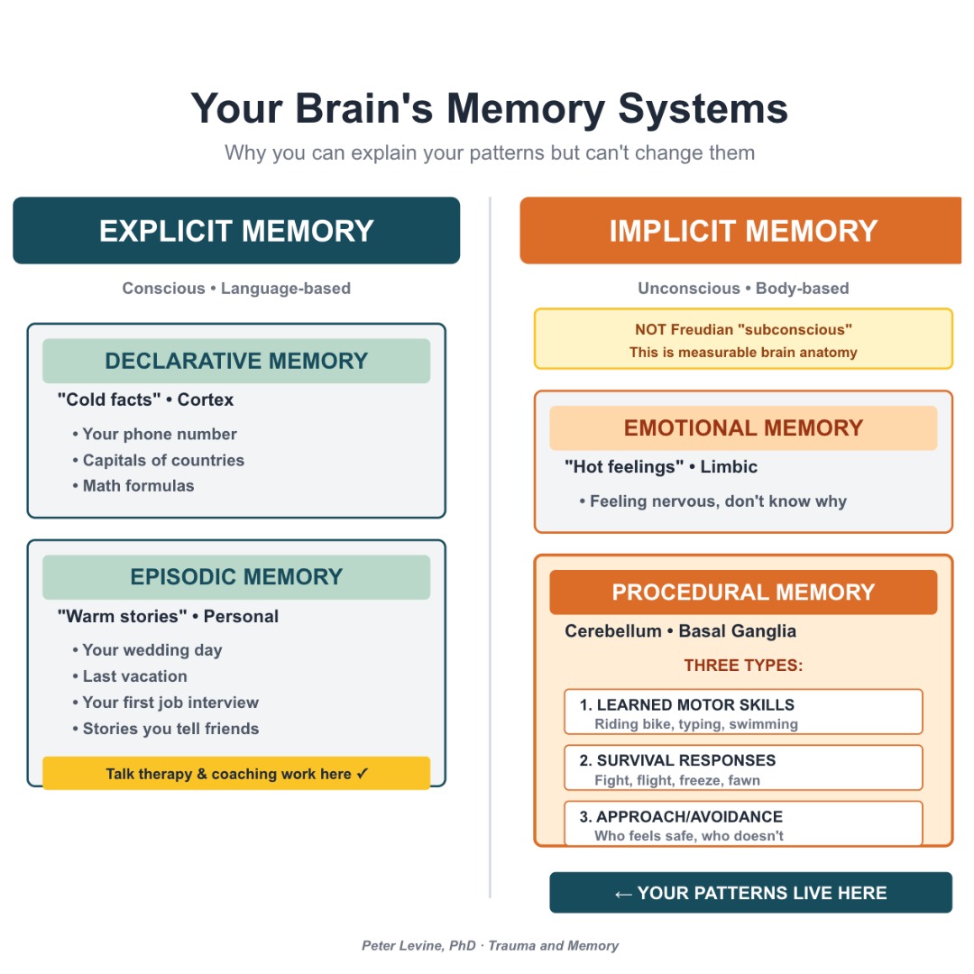 Memory Systems Diagram showing Explicit vs Implicit memory