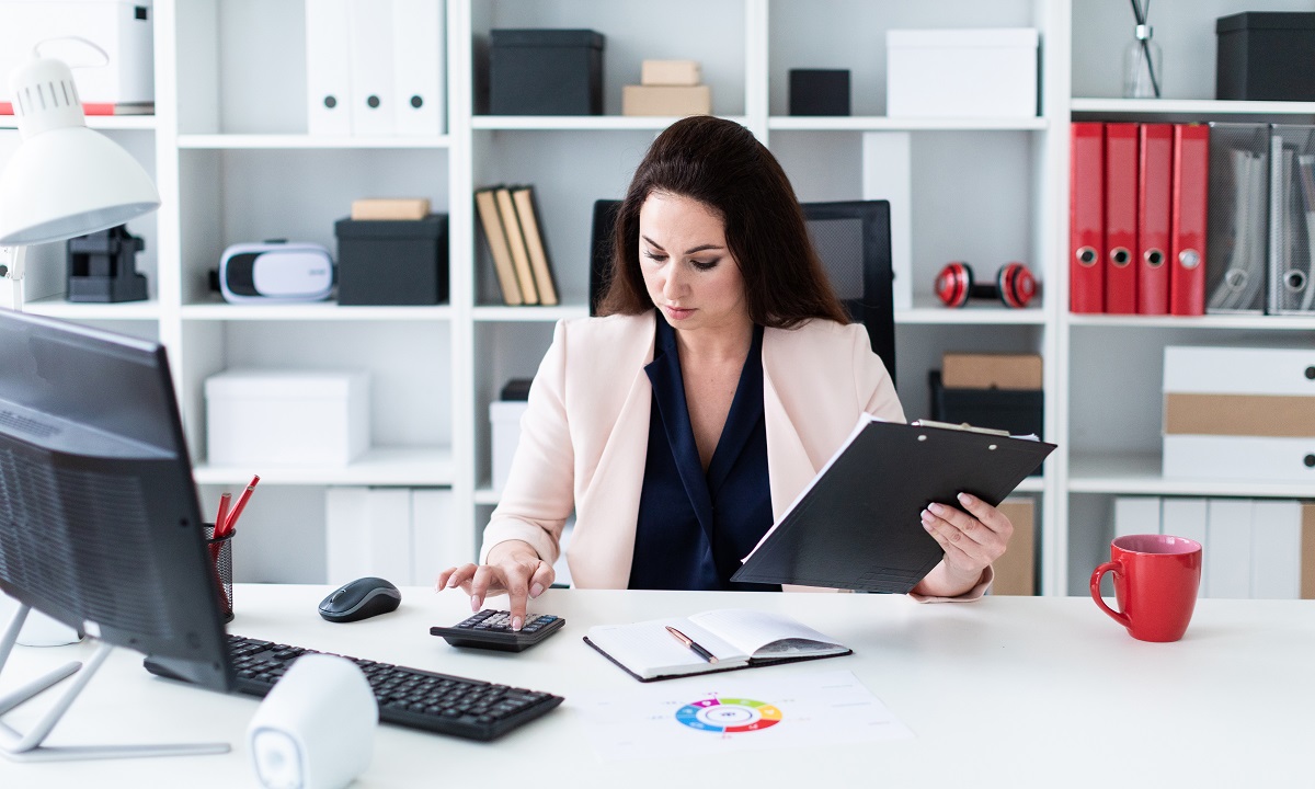 A woman doing bookkeeping