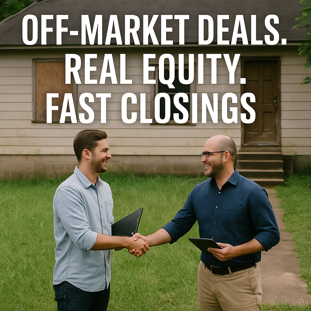 Two real estate investors shaking hands in front of a distressed home, representing a fast cash deal and property acquisition. Two real estate investors shaking hands in front of a distressed home, representing a fast cash deal and property acquisition.