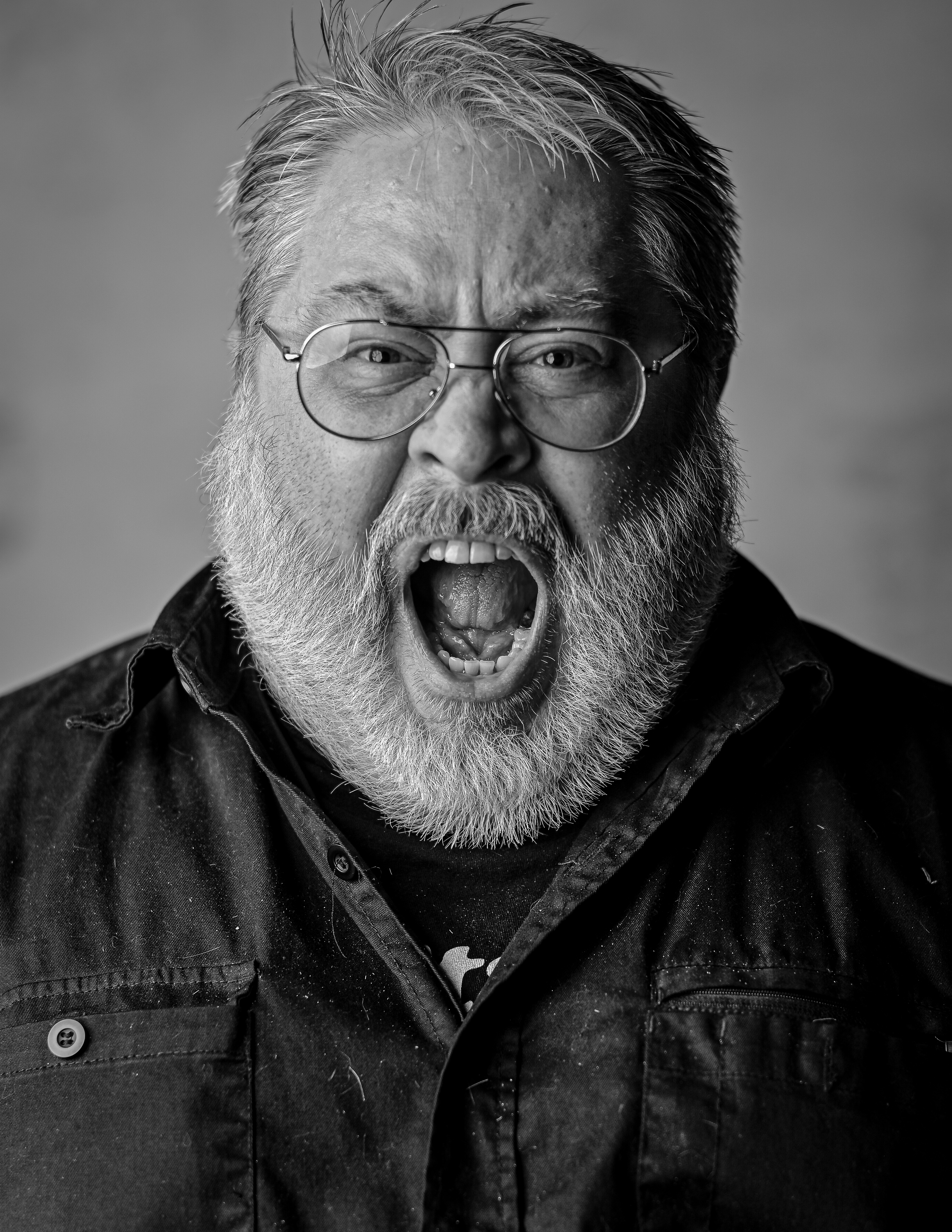 Edward Dose Photography Editorial of Bearded Man B&W