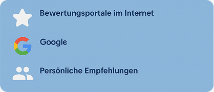 Übersicht Bewertungsmöglichkeiten Google, Plattformen und Kontakte für Immobilienmakler Übersicht Bewertungsmöglichkeiten Google, Plattformen und Kontakte für Immobilienmakler
