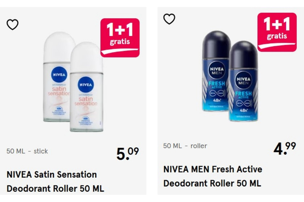 Vrouwen deodorant van een bekende Nederlandse drogisterij vs een mannen deodorant als voorbeeld waarin de vrouwelijke versie duurder is Vrouwen deodorant van een bekende Nederlandse drogisterij vs een mannen deodorant als voorbeeld waarin de vrouwelijke versie duurder is