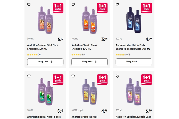 Overzicht van shampoos waarbij er 5 versies voor vrouwen zijn en slechts 1 voor mannen. Overzicht van shampoos waarbij er 5 versies voor vrouwen zijn en slechts 1 voor mannen.