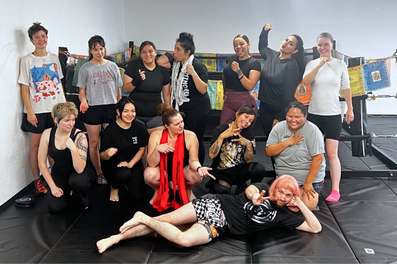 Martial arts instructor with kids