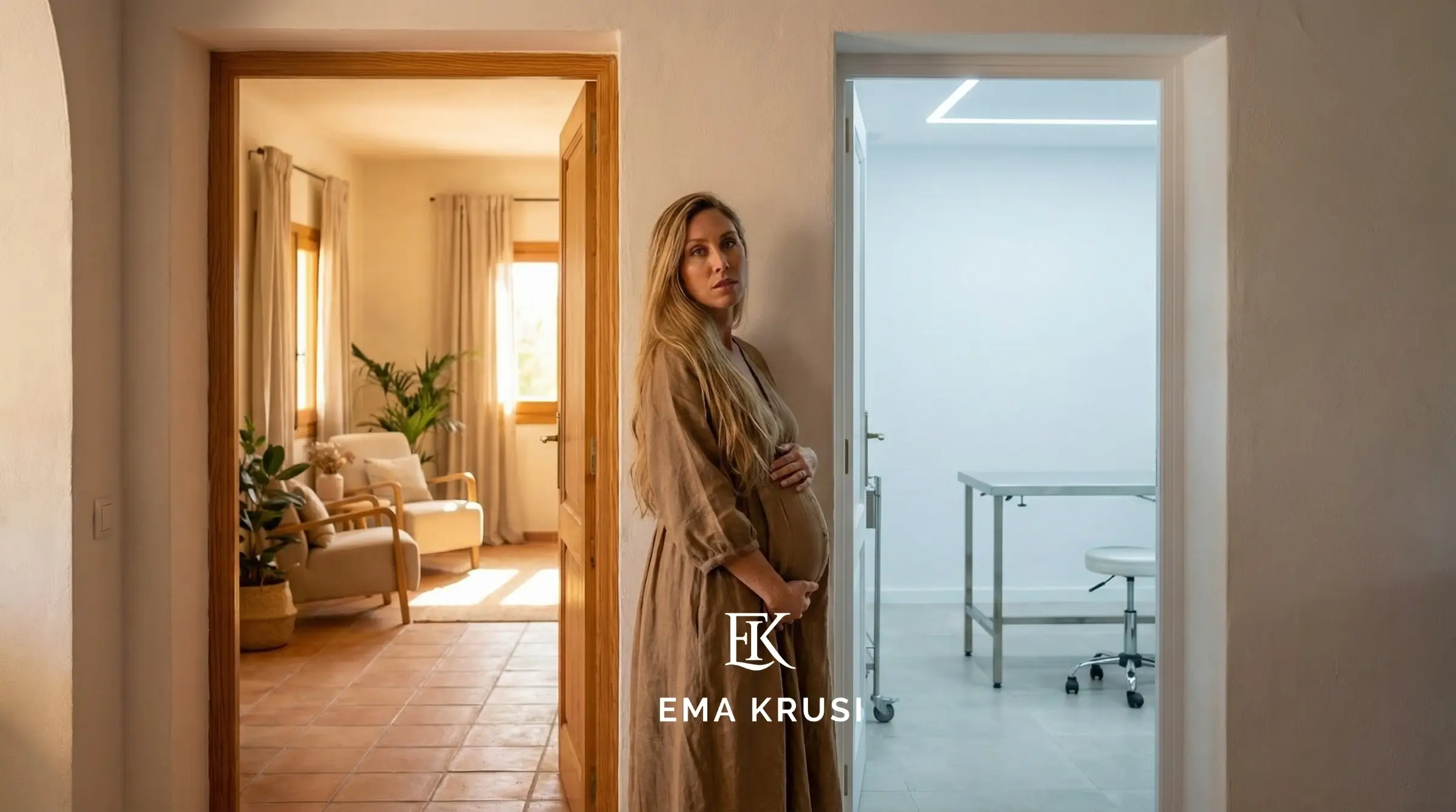 Femme débout entre deux portes