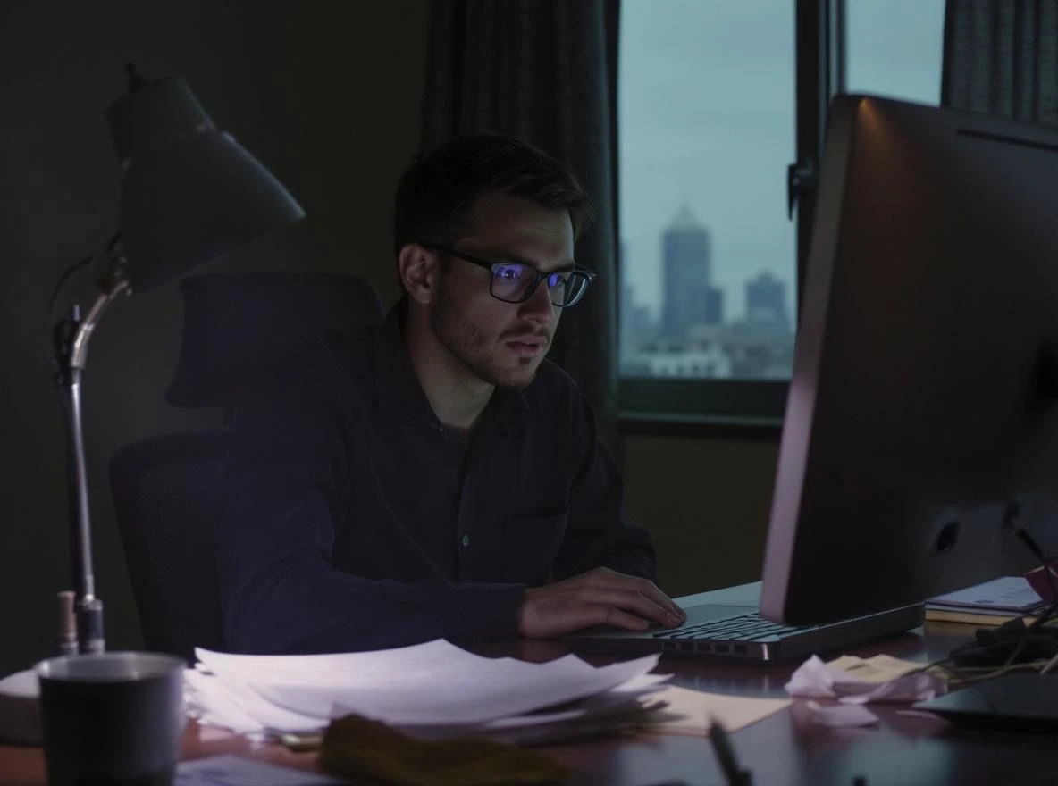 A man using his laptop