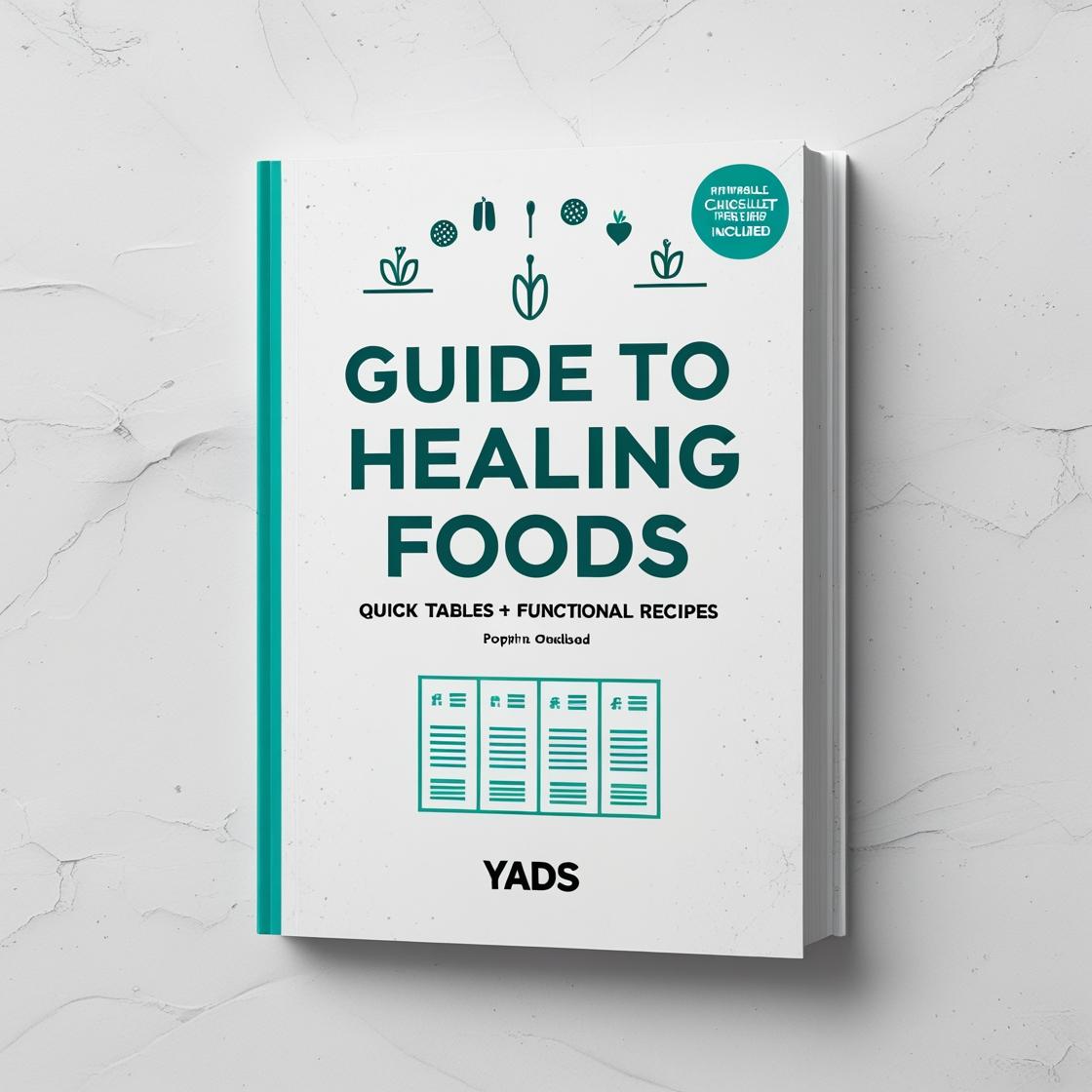 Mockup: Guía de Alimentos que Sanan (tablas + recetas funcionales)