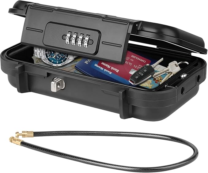 Beach lockbox with steal cable