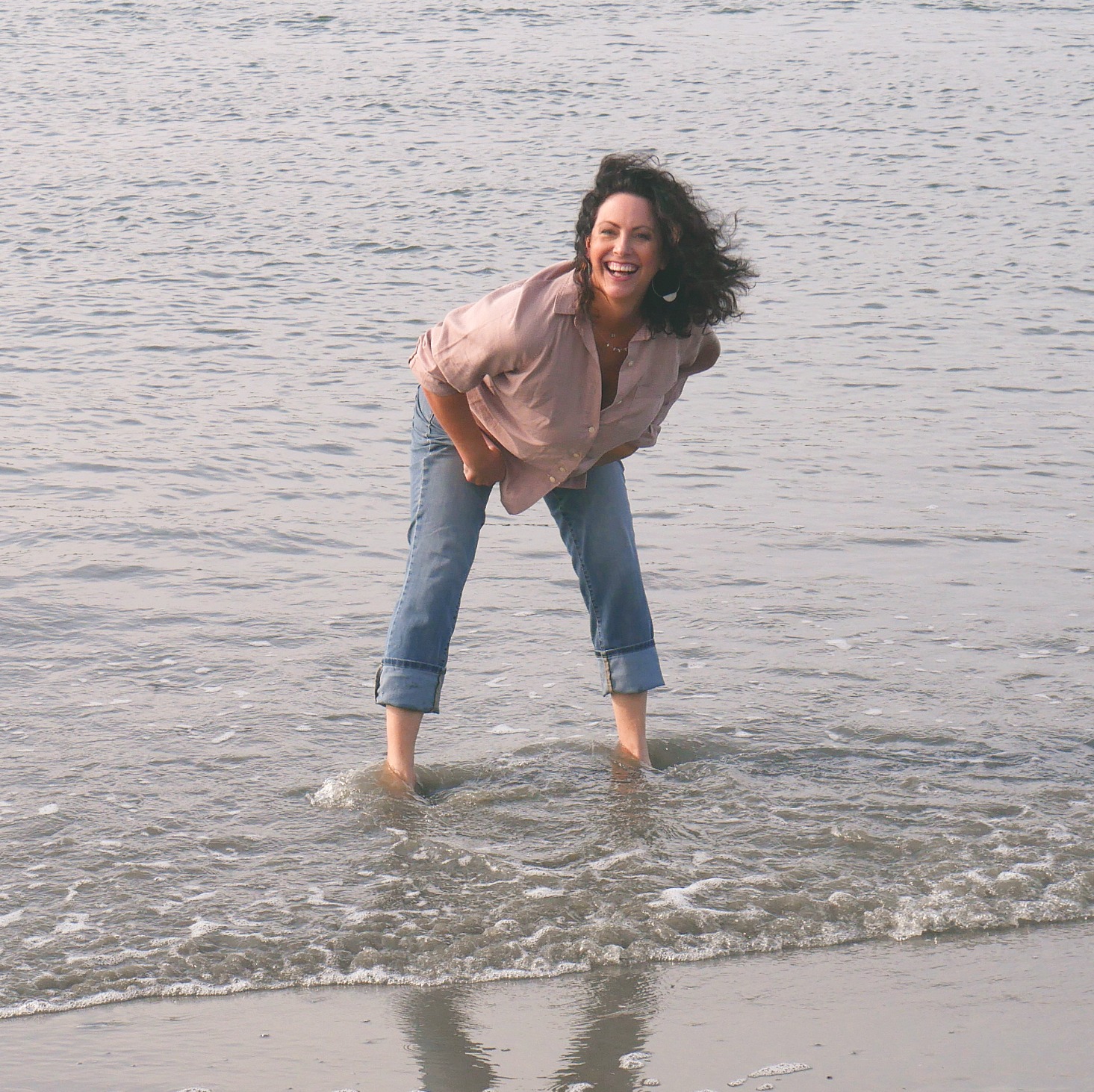 laughing, beach, wellness