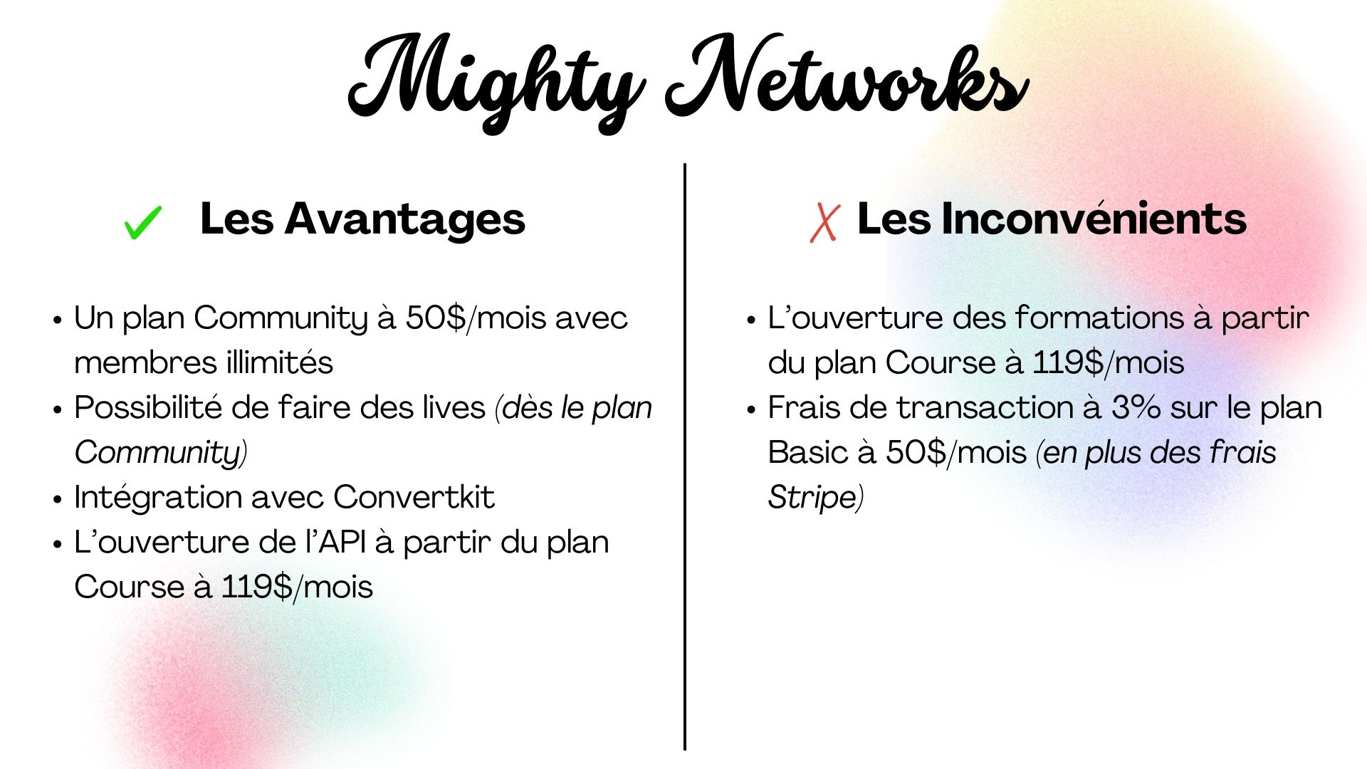 Mighty Networks - Avantages et Inconvénients Mighty Networks - Avantages et Inconvénients