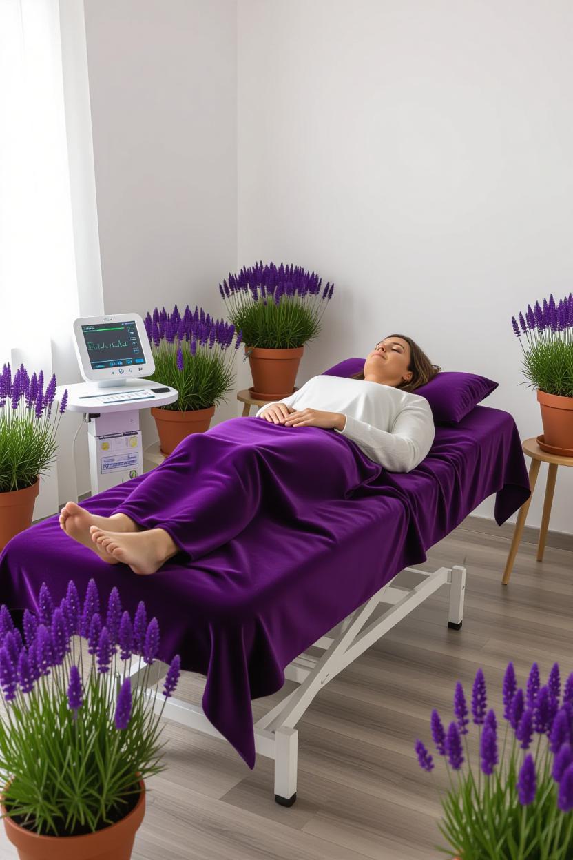 Person relaxed during a bioresonance therapy session Person relaxed during a bioresonance therapy session