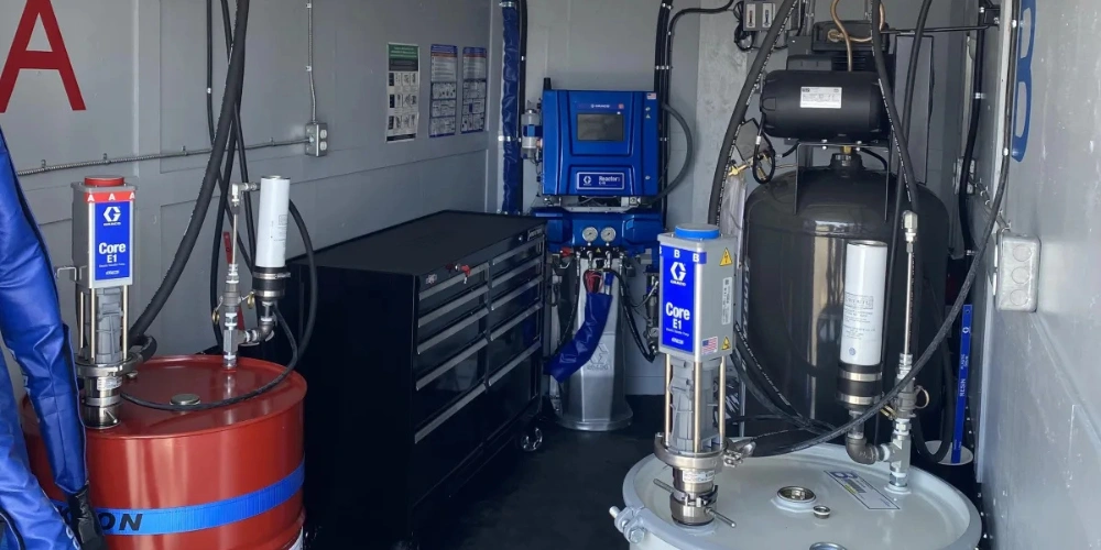 Interior view of a spray foam rig
