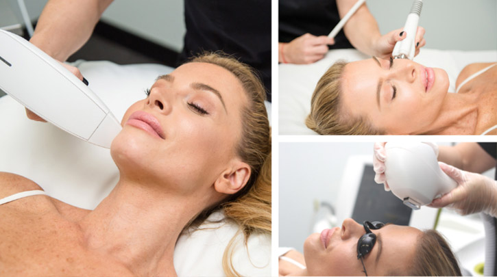 a woman getting a triple treatment a woman getting a triple treatment