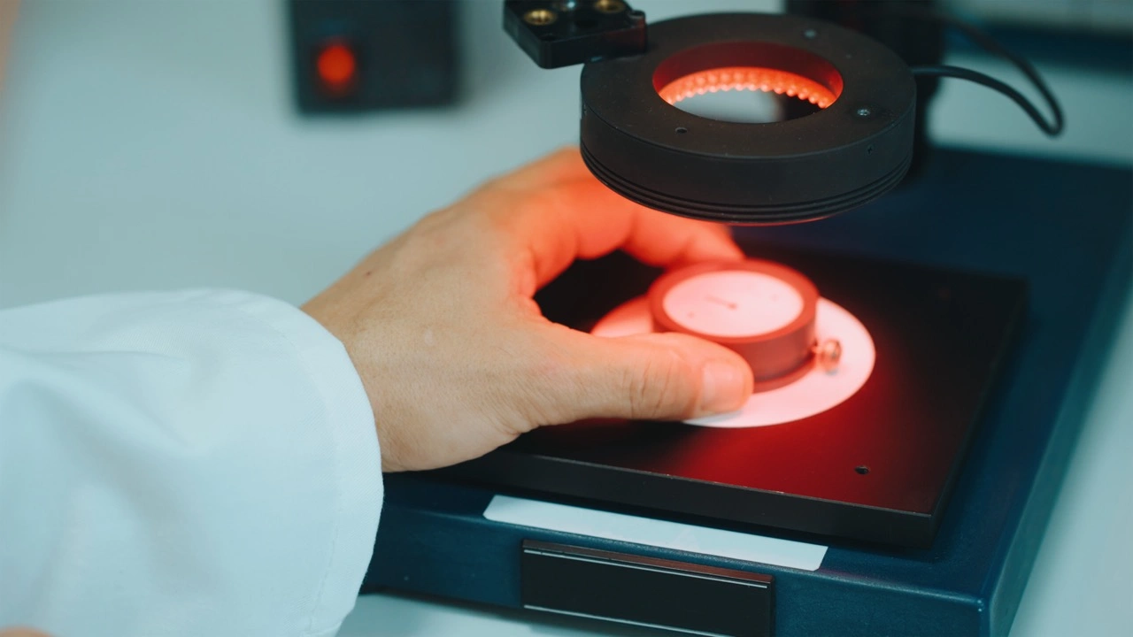 COSC laboratory chronometric testing setup with optical cameras and multiple positions
