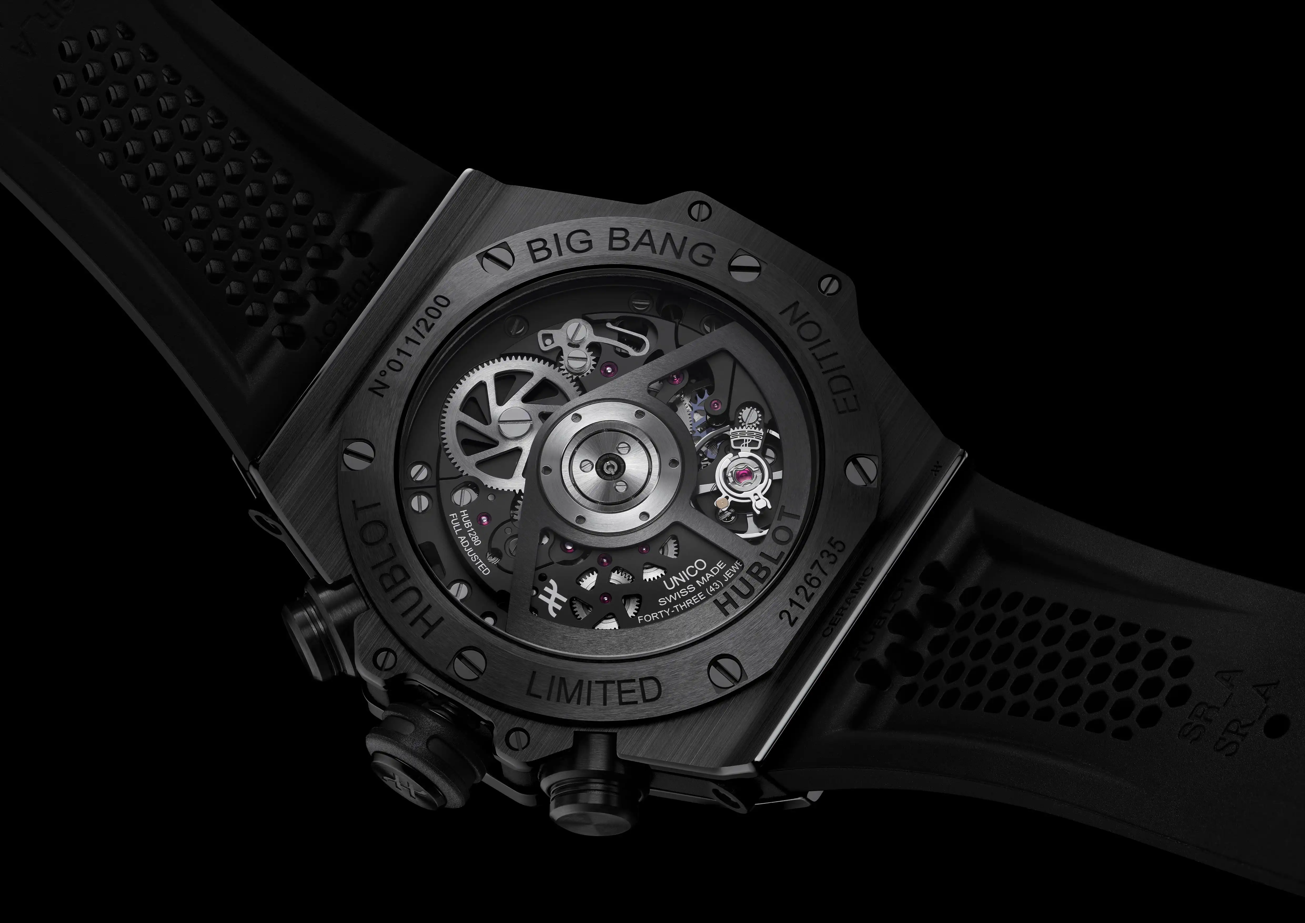 Caseback view of the Hublot Big Bang Unico SR_A showing the HUB1280 Unico movement