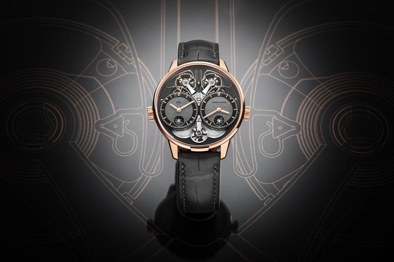Armin Strom Dual Time GMT Resonance Rose Gold showing twin dials and resonance architecture