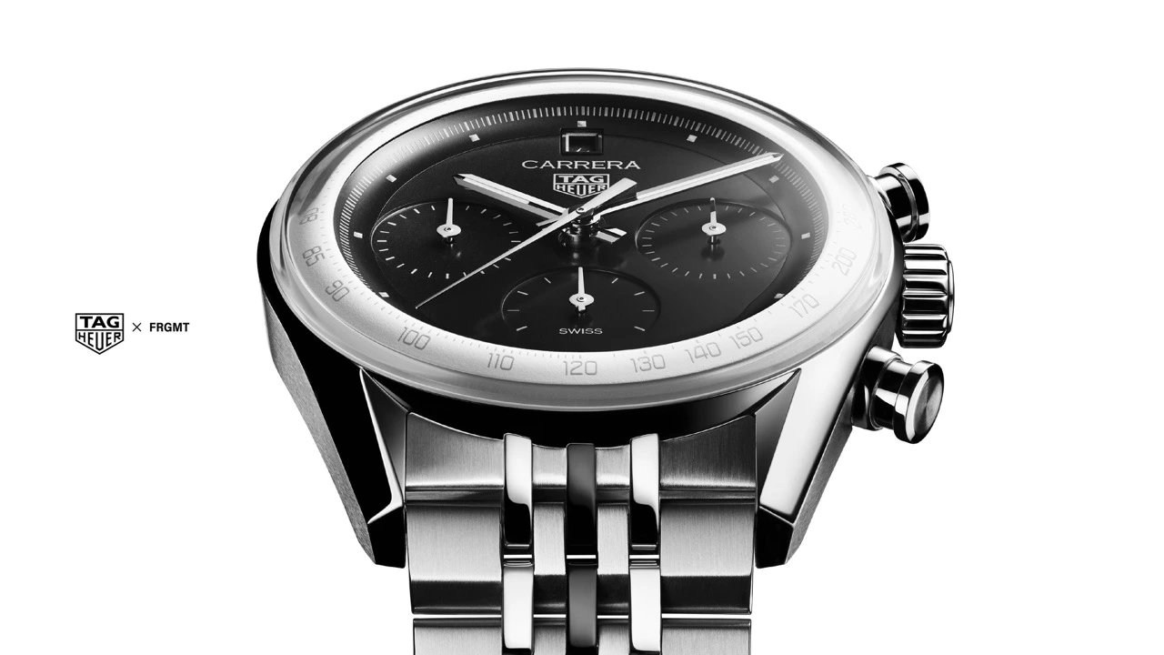TAG Heuer Carrera Chronograph x fragment presentation box and black pouch with TAG Heuer and fragment logos