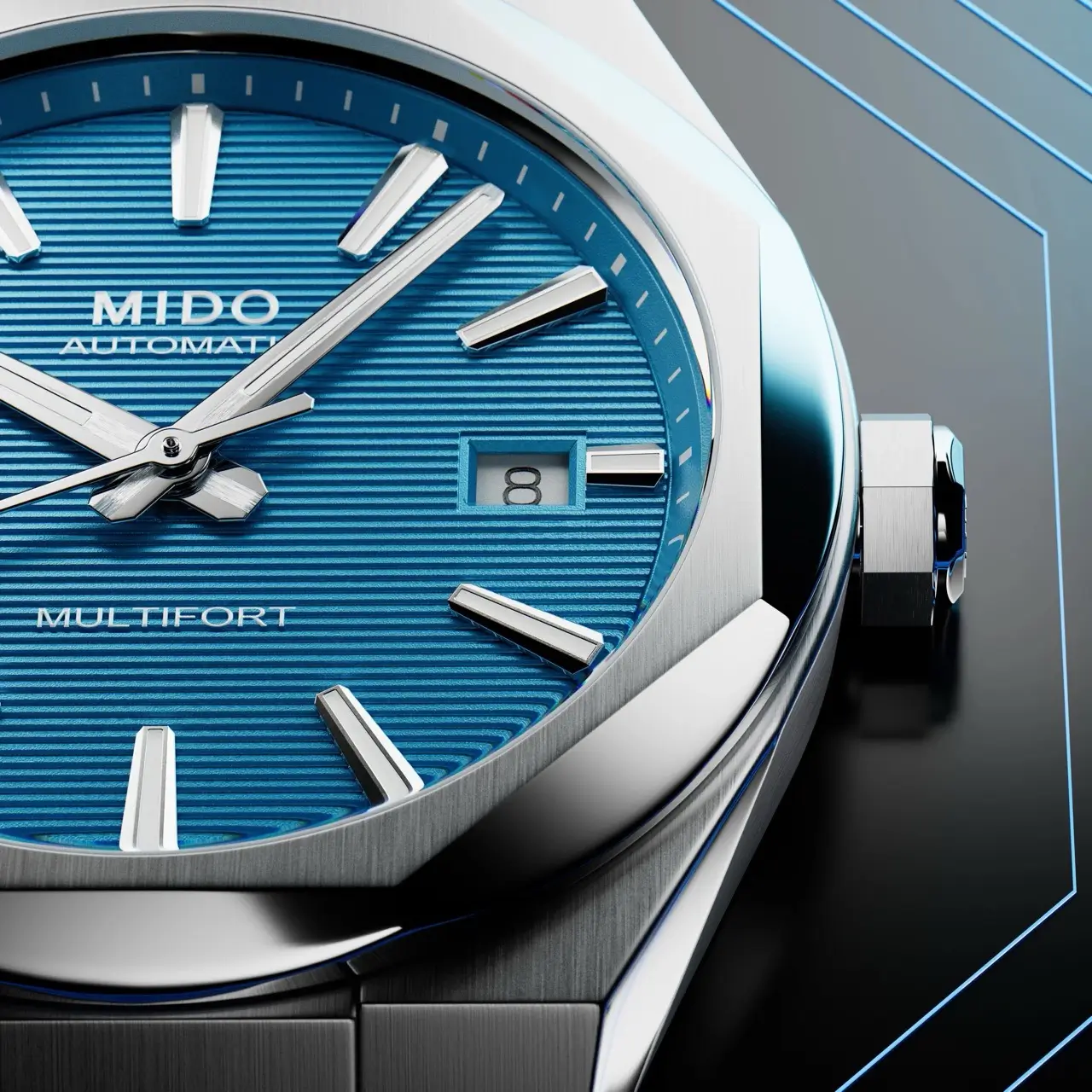 Caseback of the MIDO Multifort 8 One Crown showing the Caliber 80 automatic movement