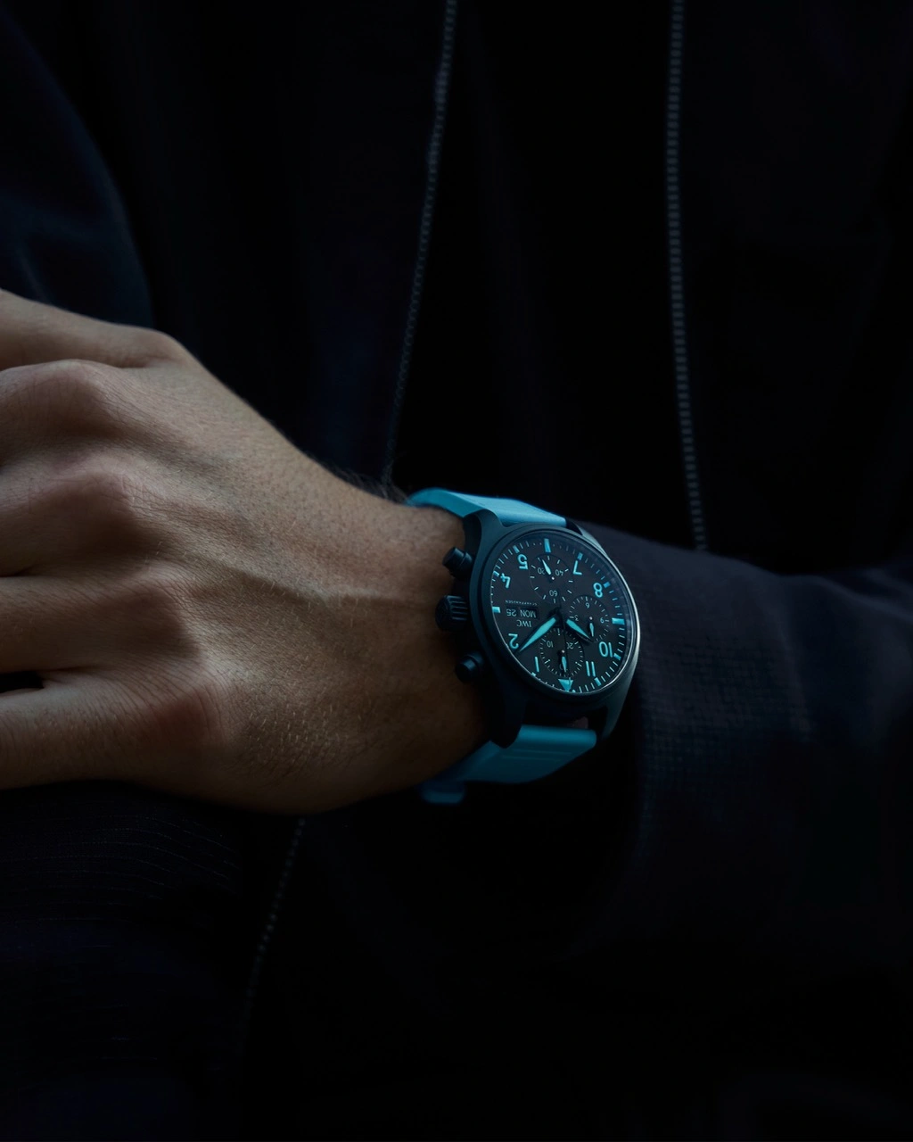 IWC Pilot’s Watch Chronograph 41 George Russell in black ceramic with signature blue accents