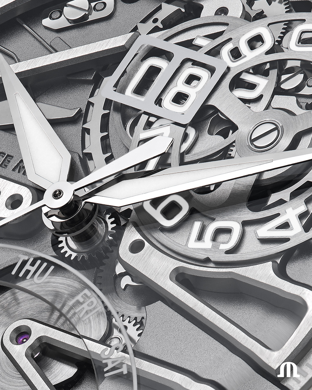 Maurice Lacroix 1975 Master Grand Date Retrograde with skeletonised sapphire dial