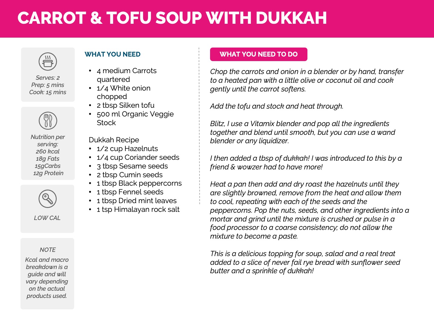 Carrot & Tofu Soup with Dukkah
