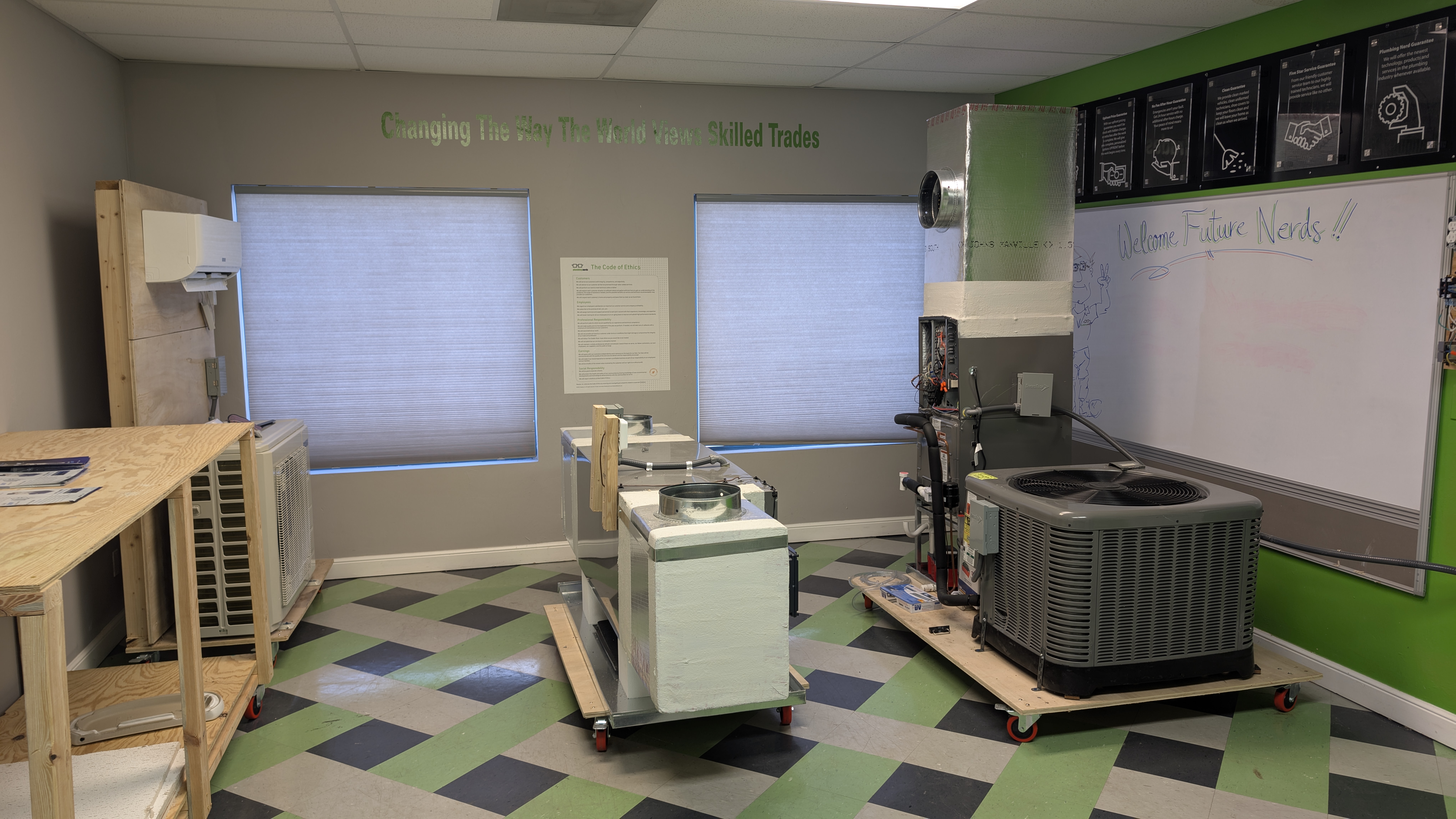 HVAC training equipment at Plumbing, Cooling, and Electrical Nerds, ensuring technicians are up-to-date with the latest technology. HVAC training equipment at Plumbing, Cooling, and Electrical Nerds, ensuring technicians are up-to-date with the latest technology.