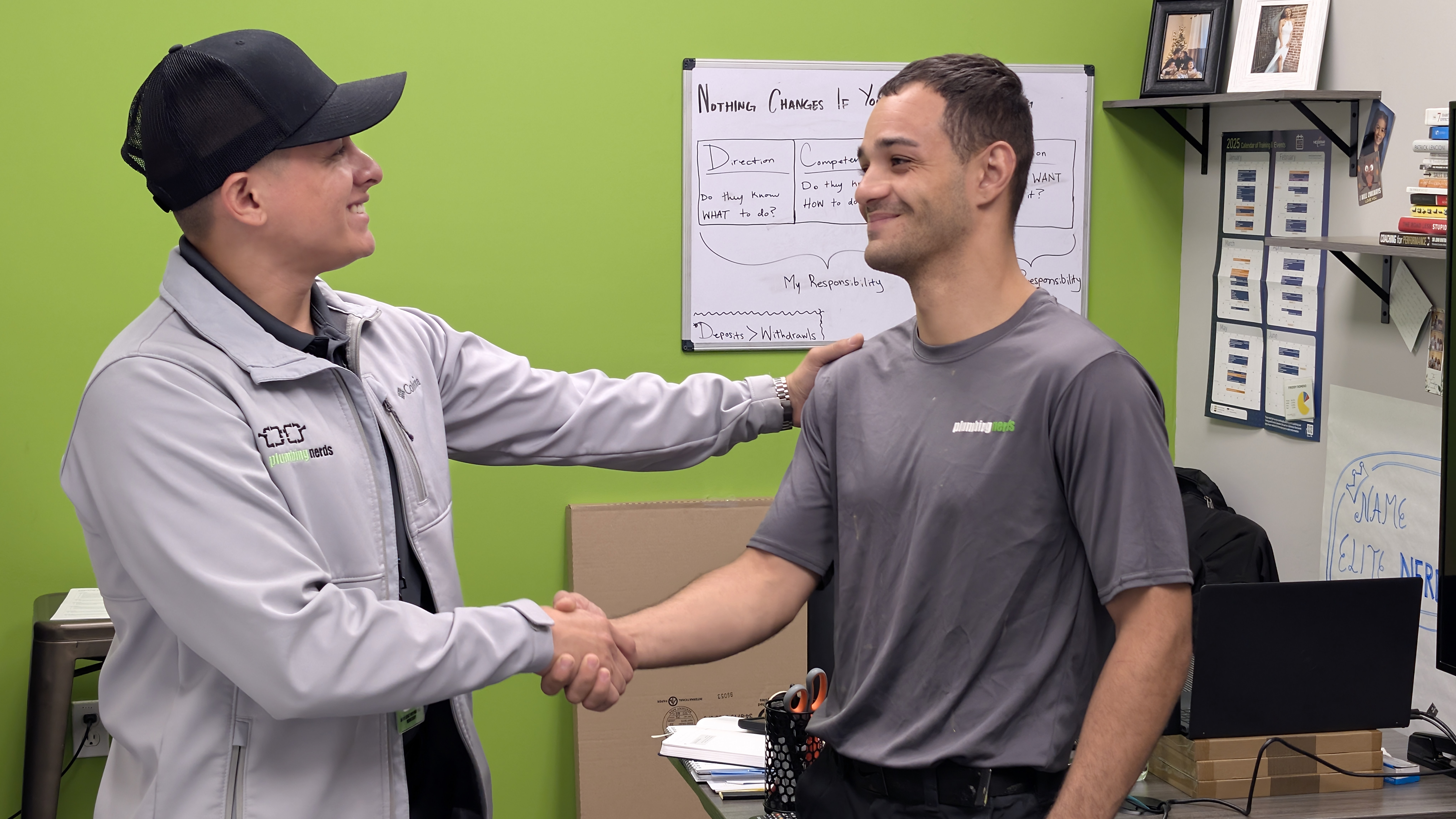 Chris Robles and Freddy Romero during a training session at Plumbing, Cooling, and Electrical Nerds. Chris Robles and Freddy Romero during a training session at Plumbing, Cooling, and Electrical Nerds.