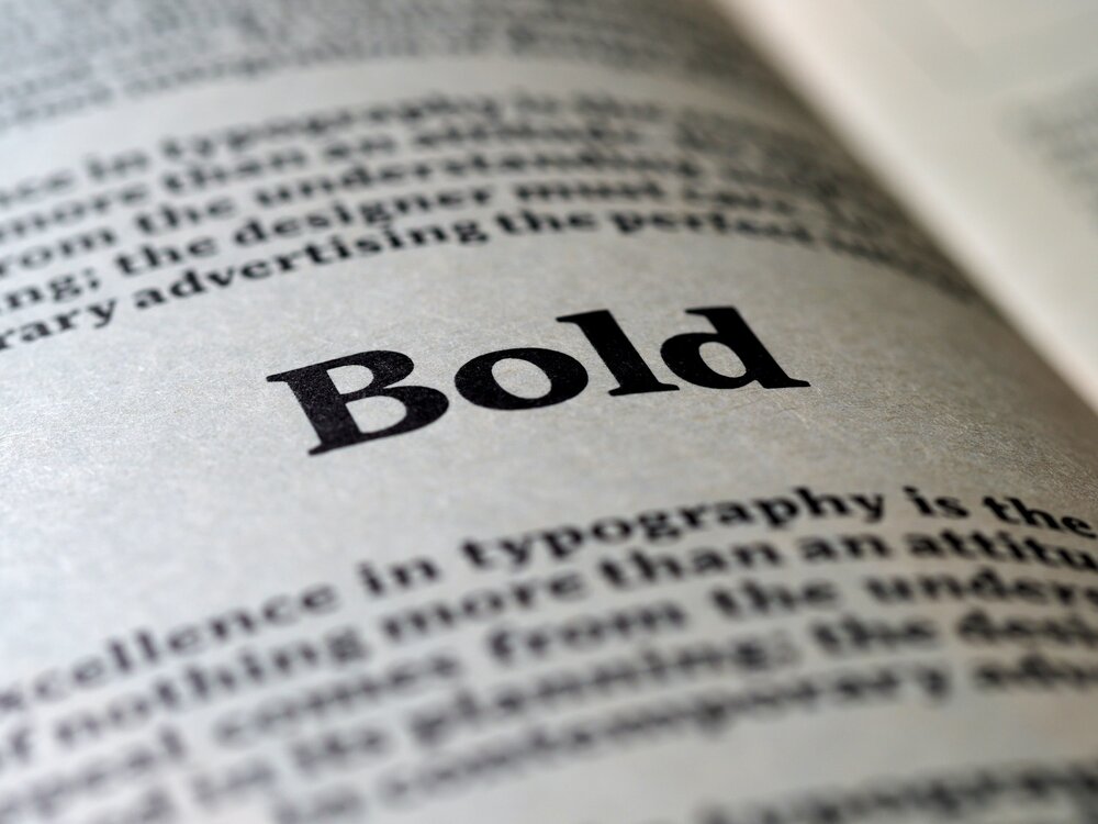 the word BOLD on a printed page 