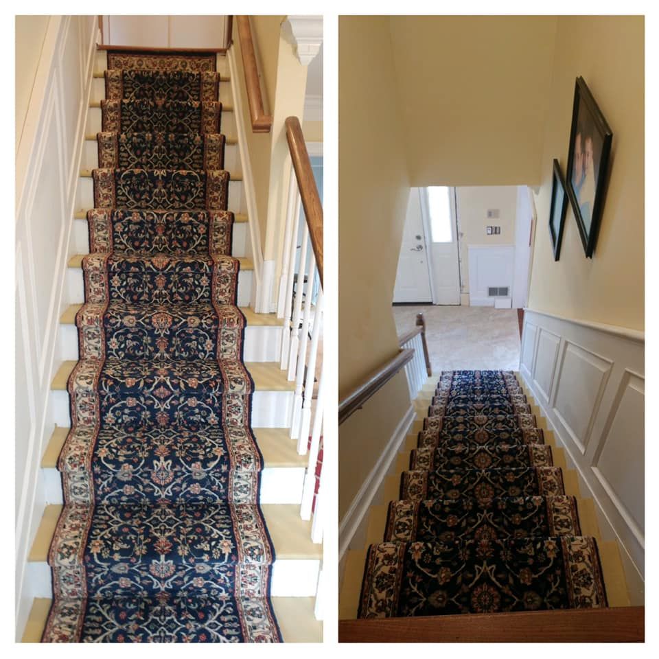 Non-slip porcelain tile installation on indoor stairs