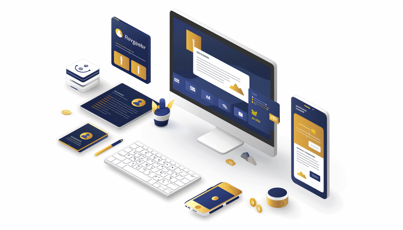 Review Scraper software displaying review analytics, AI replies, and automated requests in gold and navy blue interface Review Scraper software displaying review analytics, AI replies, and automated requests in gold and navy blue interface