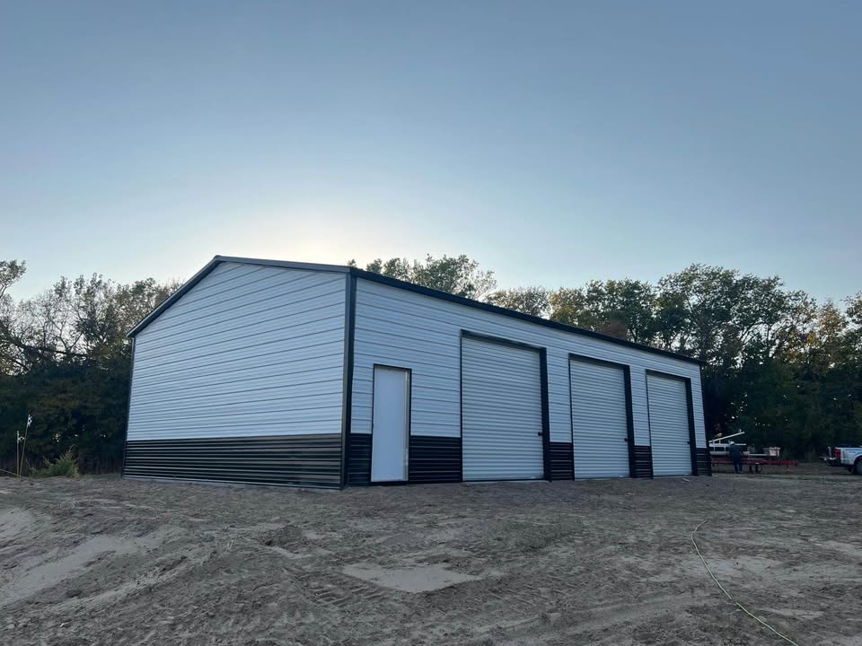 Finished metal building on ranch