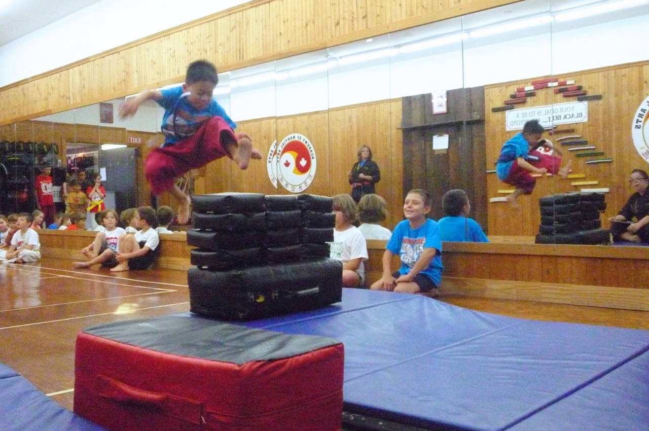 Martial arts instructor with kids