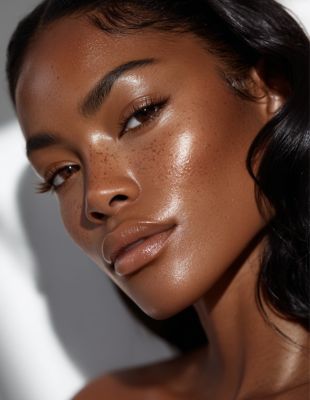 Close-up of woman with smooth, glowing skin after Wrinkle-relaxing injection treatment at One8Clinic in Melrose Arch, Sandton, showcasing natural, youthful facial rejuvenation results.