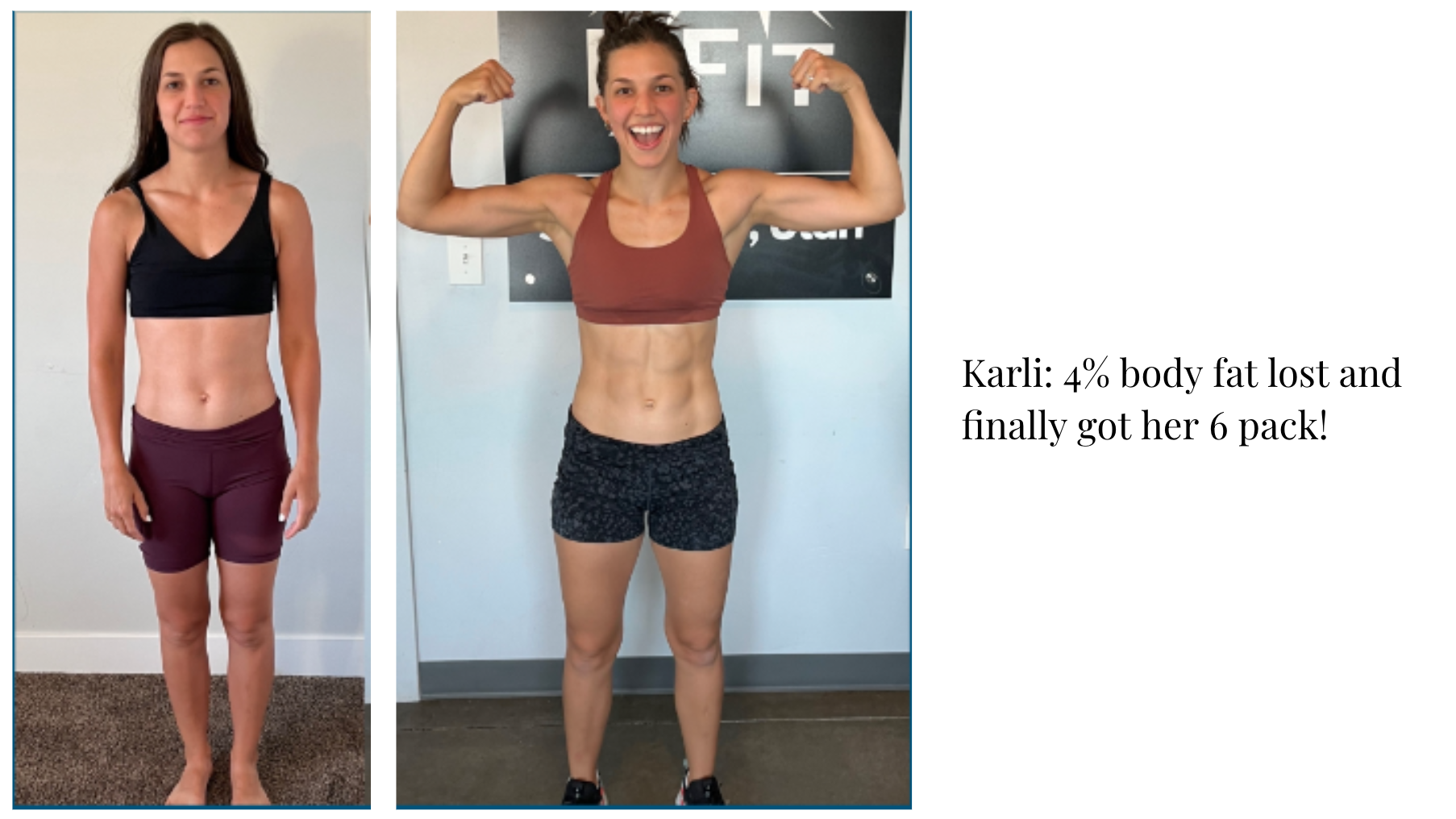 Karli got a six pack in six weeks at Tribe Fitness following the three pillar method