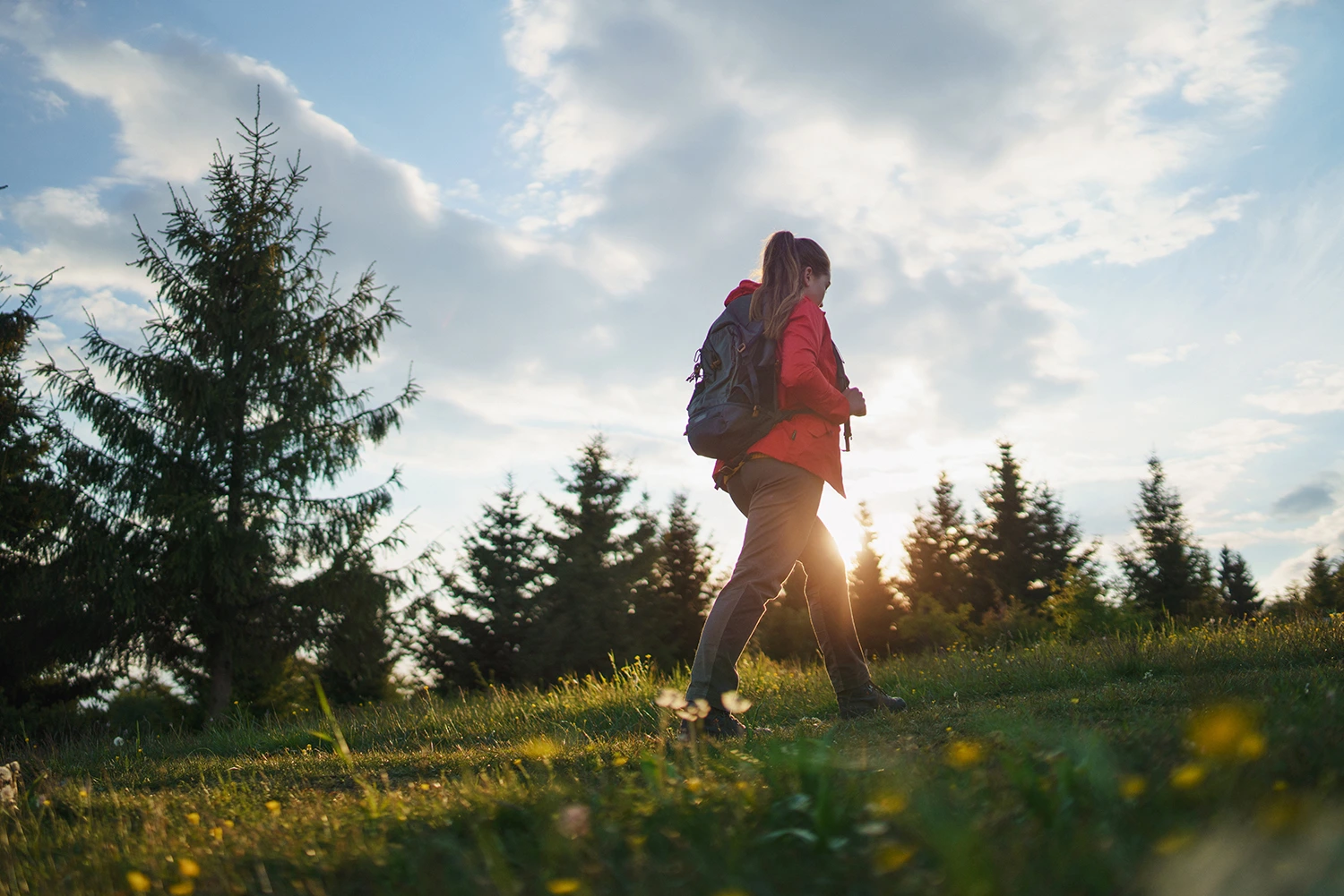 A person walking and taking a hike