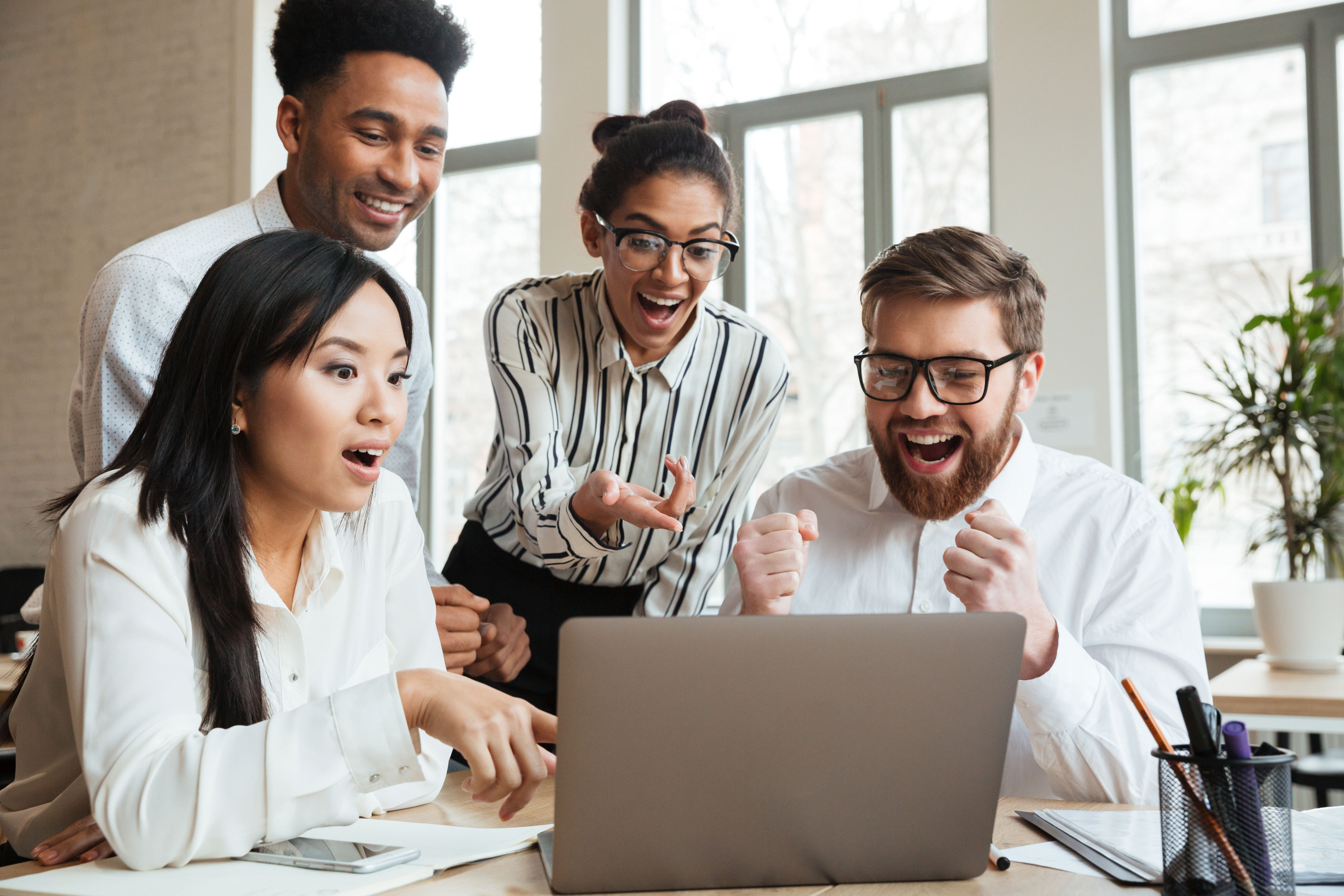 Dedicated support team helping a client