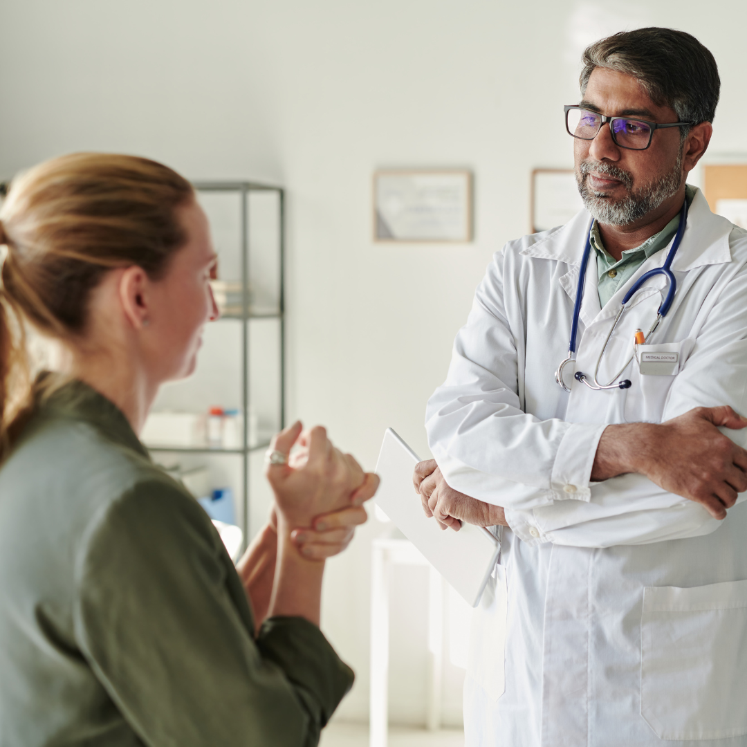 Clinician and patient discussing long-term health planning Clinician and patient discussing long-term health planning