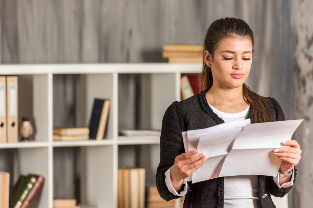 Woman Reading Documents