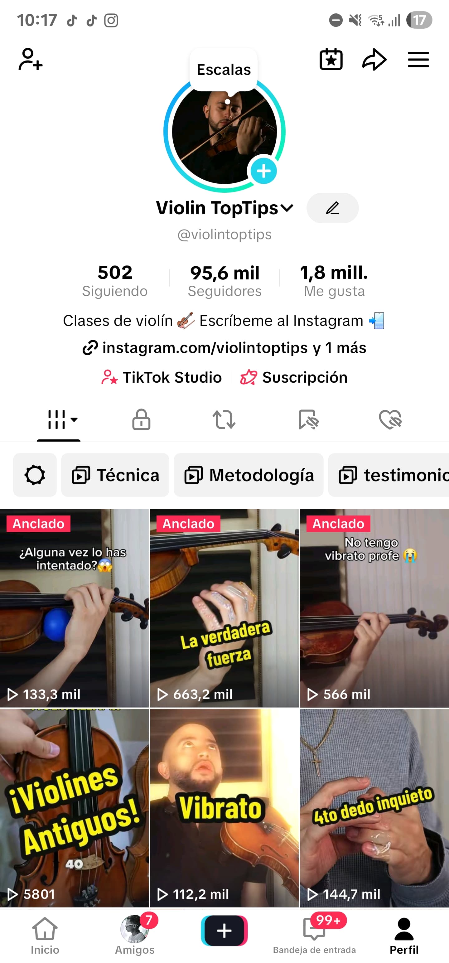 Perfil TikTok Violin TopTips