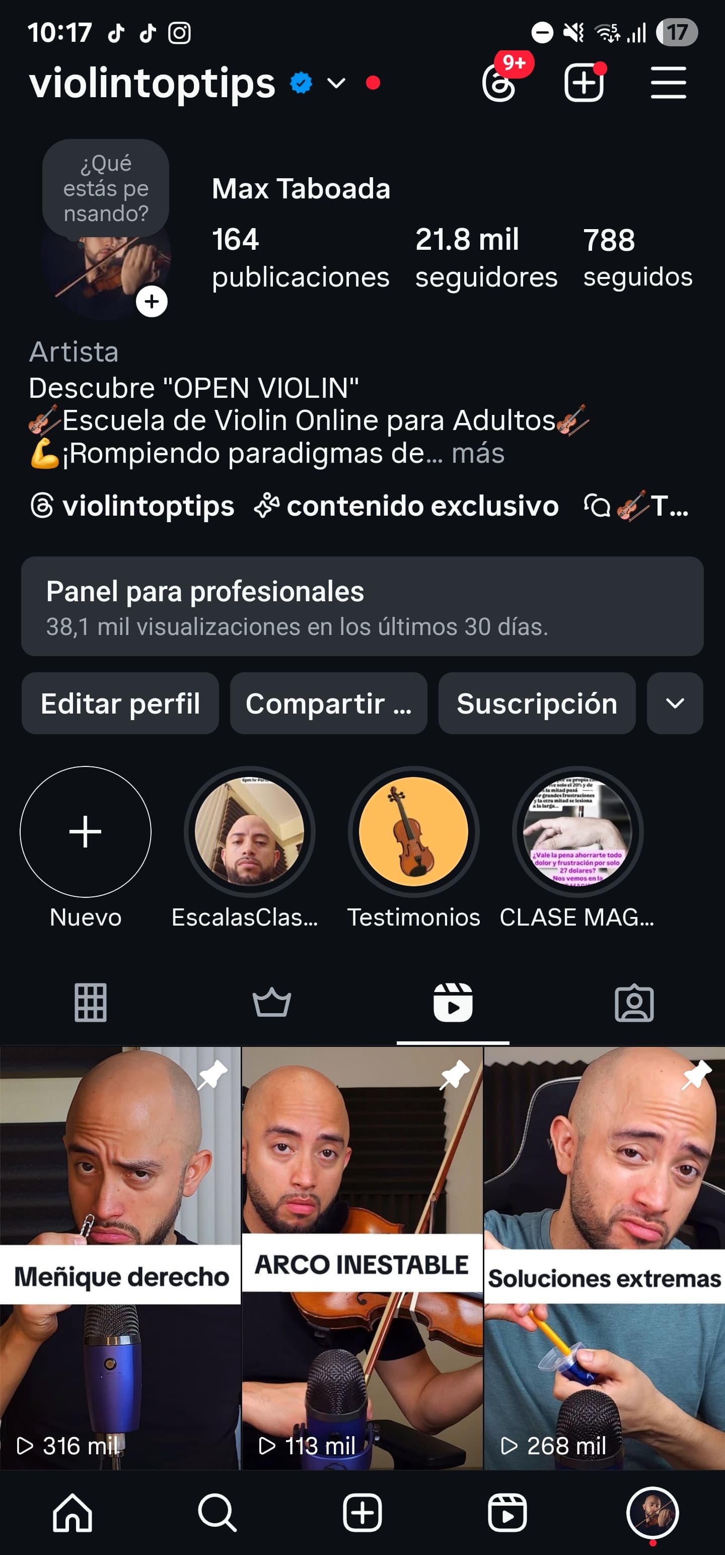 Perfil Instagram Violin TopTips