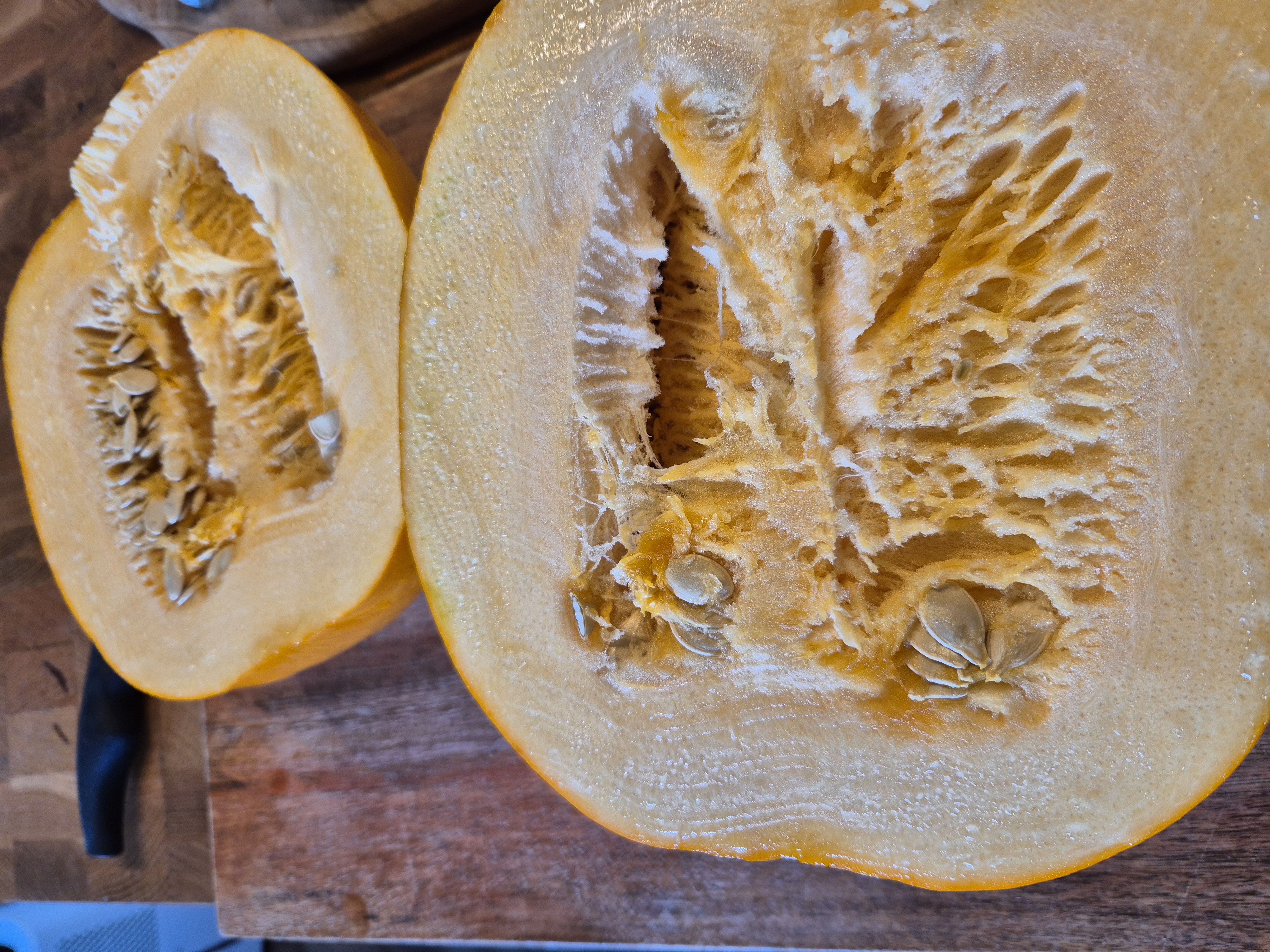 Halved pumpkin