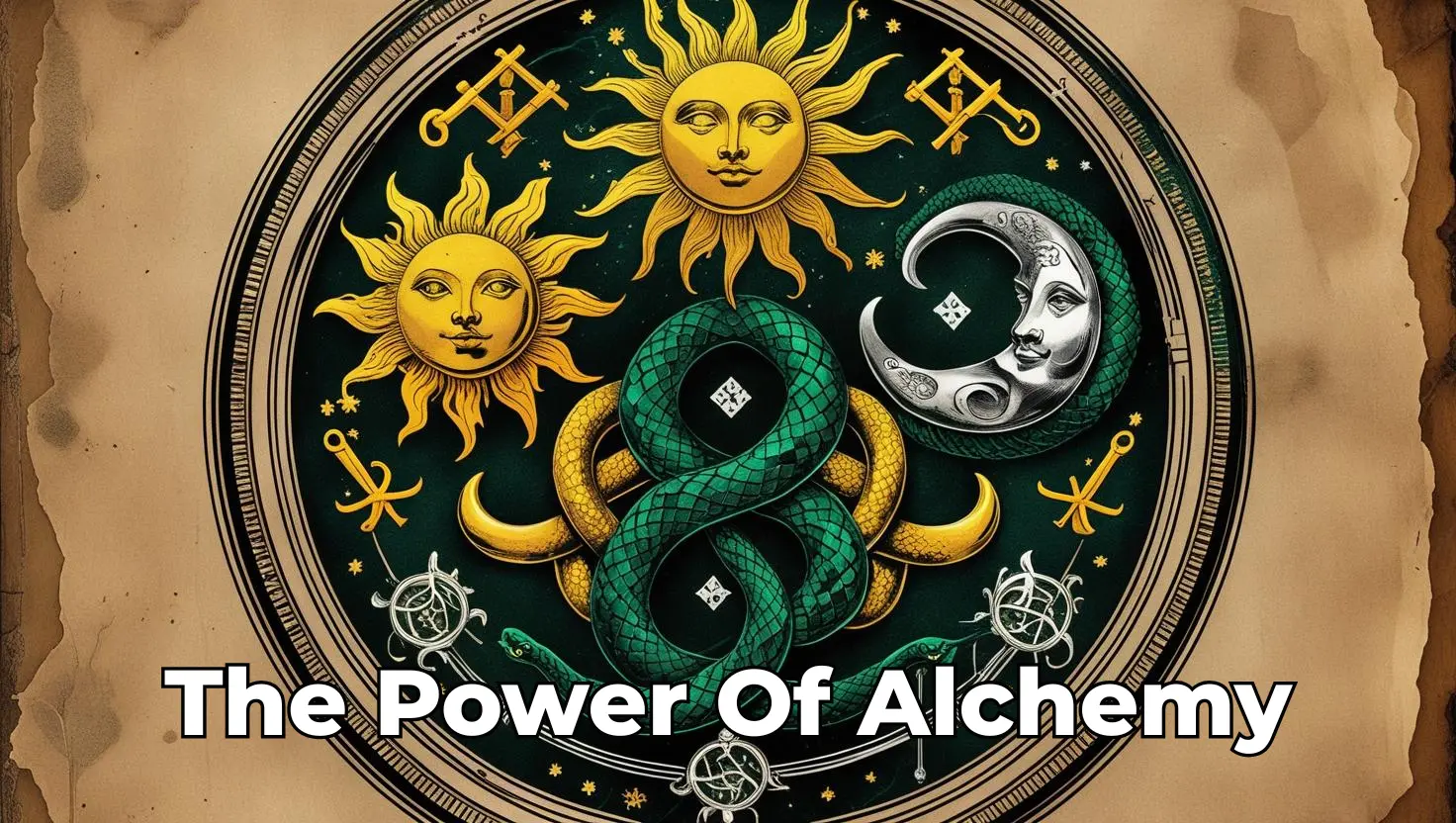 Alchemical illustration representing transformation from lead to gold Alchemical illustration representing transformation from lead to gold