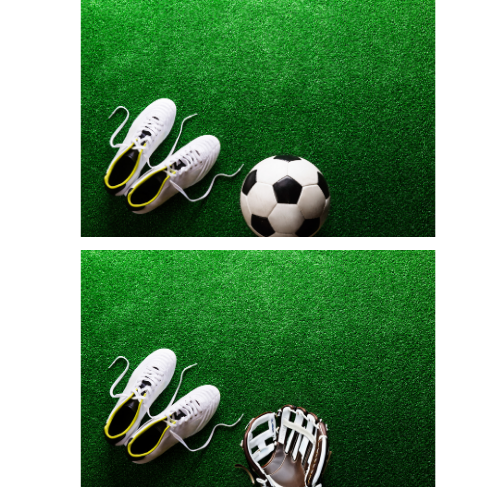 shoes and soccer ball replaced with baseball glove shoes and soccer ball replaced with baseball glove