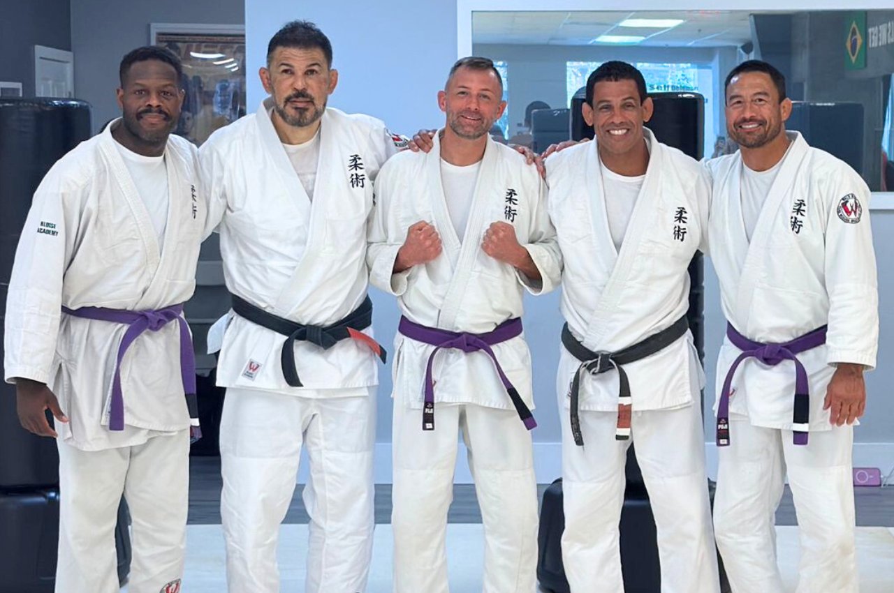 Martial arts instructor with kids
