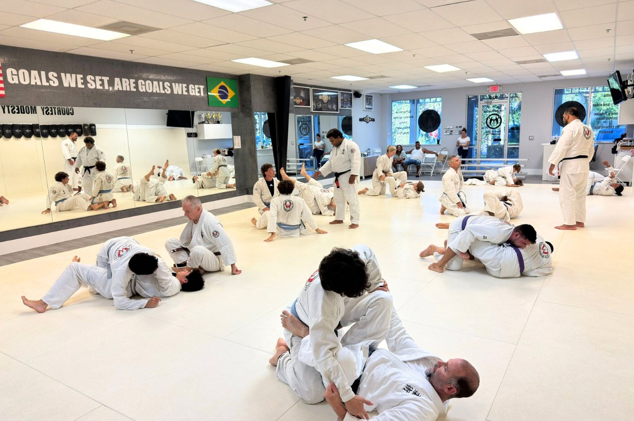 Martial arts instructor with kids