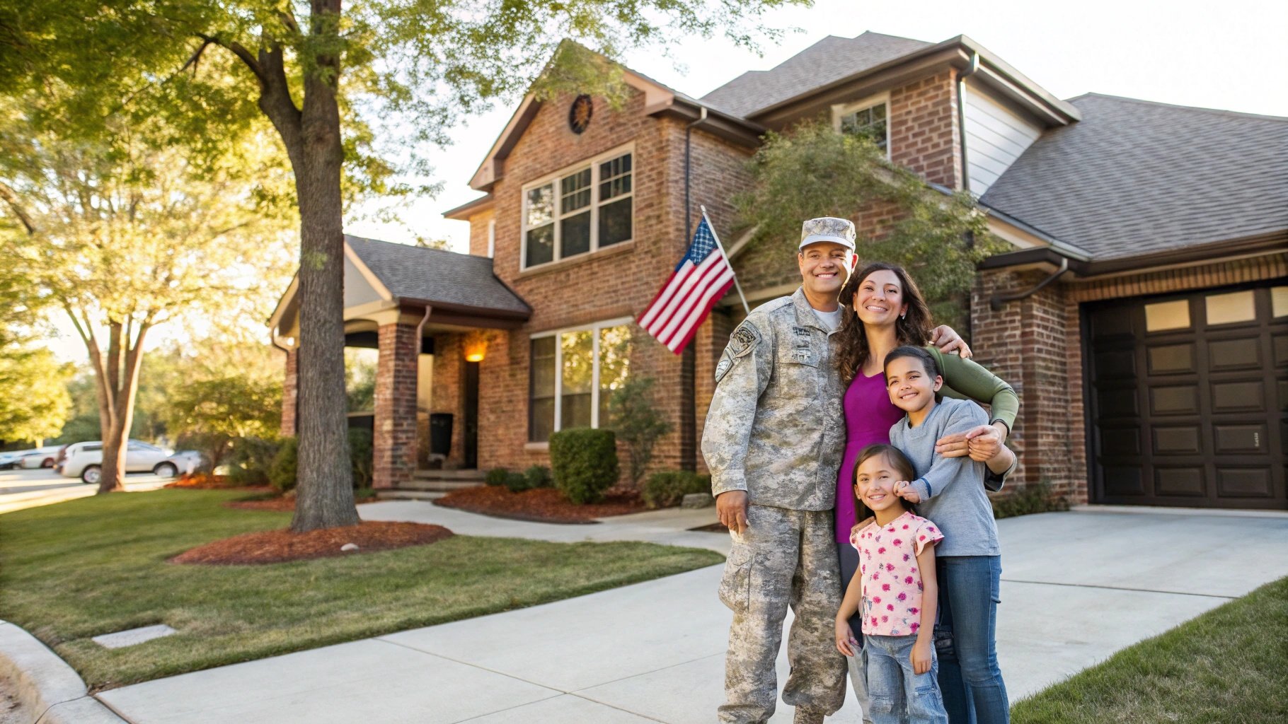 Happy military family celebrating new home purchase in Dallas Texas