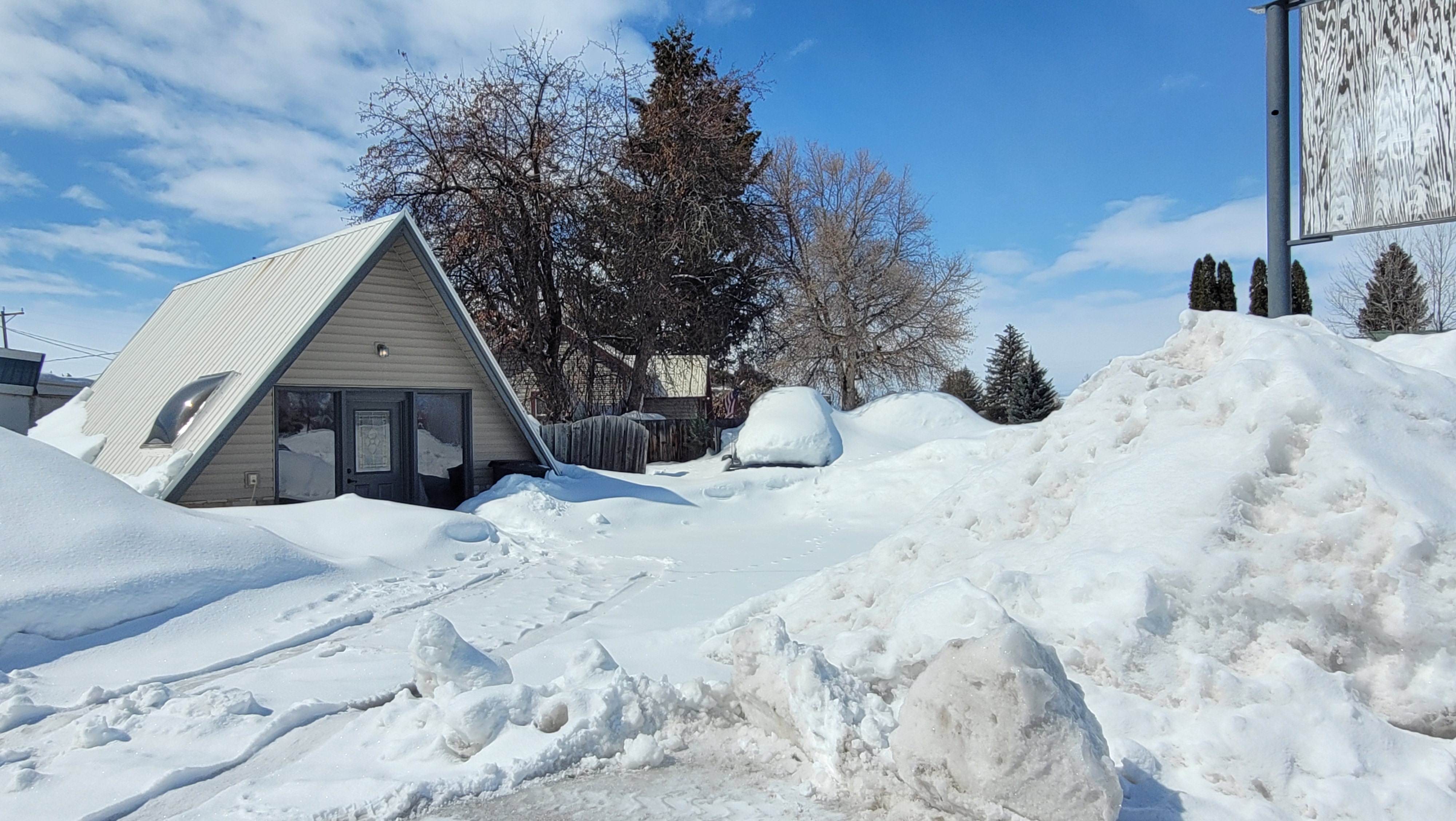 Snowy winter in Montpelier Idaho which is in the Logan, Utah service area.
