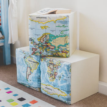 world map cubes storage